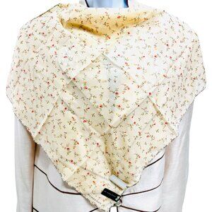 New Tag on  Burberry Miniscarf  23" Cotton Silk Light Yellow Red Floral Nova(52)